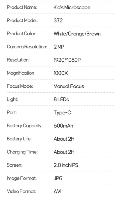 Mikroskop dla Dzieci 1000x z LED